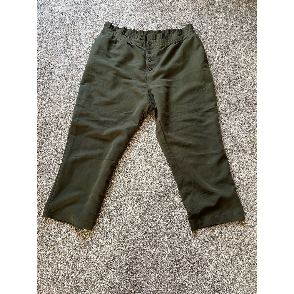 Who What Wear Women's High Rise Wide Straight Leg Pants Size 1X Army Green